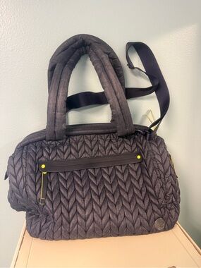 HAPP Blue Chunky Quilted Wide Mouth Diaper Tote Shoulder Bag Organizer Travel